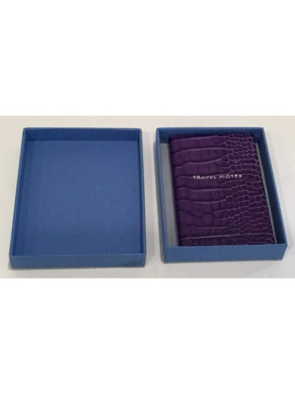 Smythson of Bond Street Wafer Purple Travel notebook crocodile-embossed leather